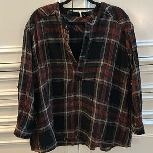 Free People half button flannel with callout